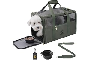 Petradise Luxury Pet Carrier for Dogs, Cats, Puppies - Airline TSA Approved, Durable Anti-Scratch Fabric, Soft-Sided, Consistent Airflow, Foldable Design, Cushion Pad, Travel (Olive Green, Large)