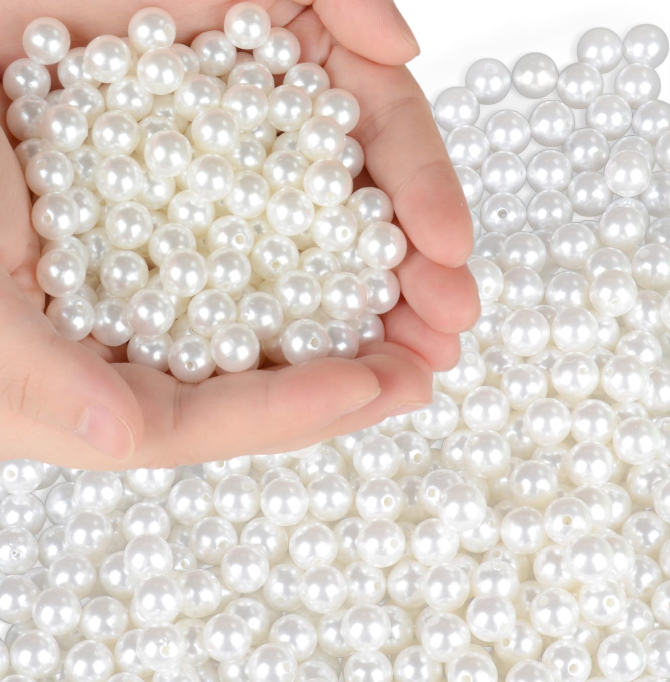 Photo 1 of AD Beads 10mm Pearl Bead for Crafts, 400 Pieces Ivory Pearsls with Holes Pearls Loose Beads for Sew on, Jewelry Making, Decoration and Vase Filler. (10mm)
