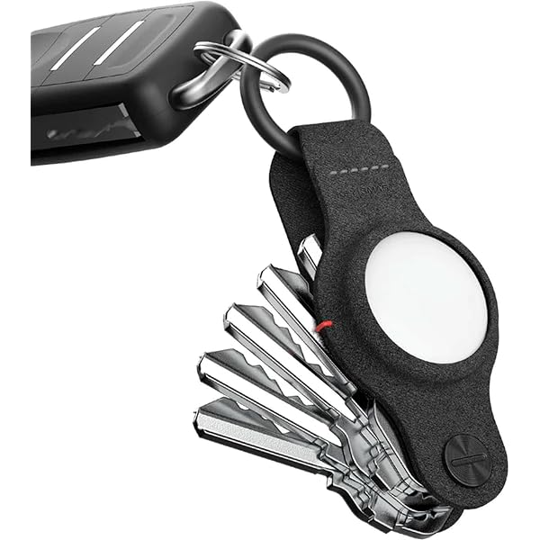 Dubens Leather Key Organizer - Aluminum Smart Key Holder With Car Key Loop, Real Leather Band