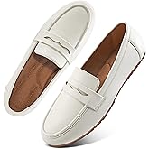 Ecetana Women Loafers Comfortable Shoes Casual Slip on Penny Moccasins Flats for Walking Driving Business White