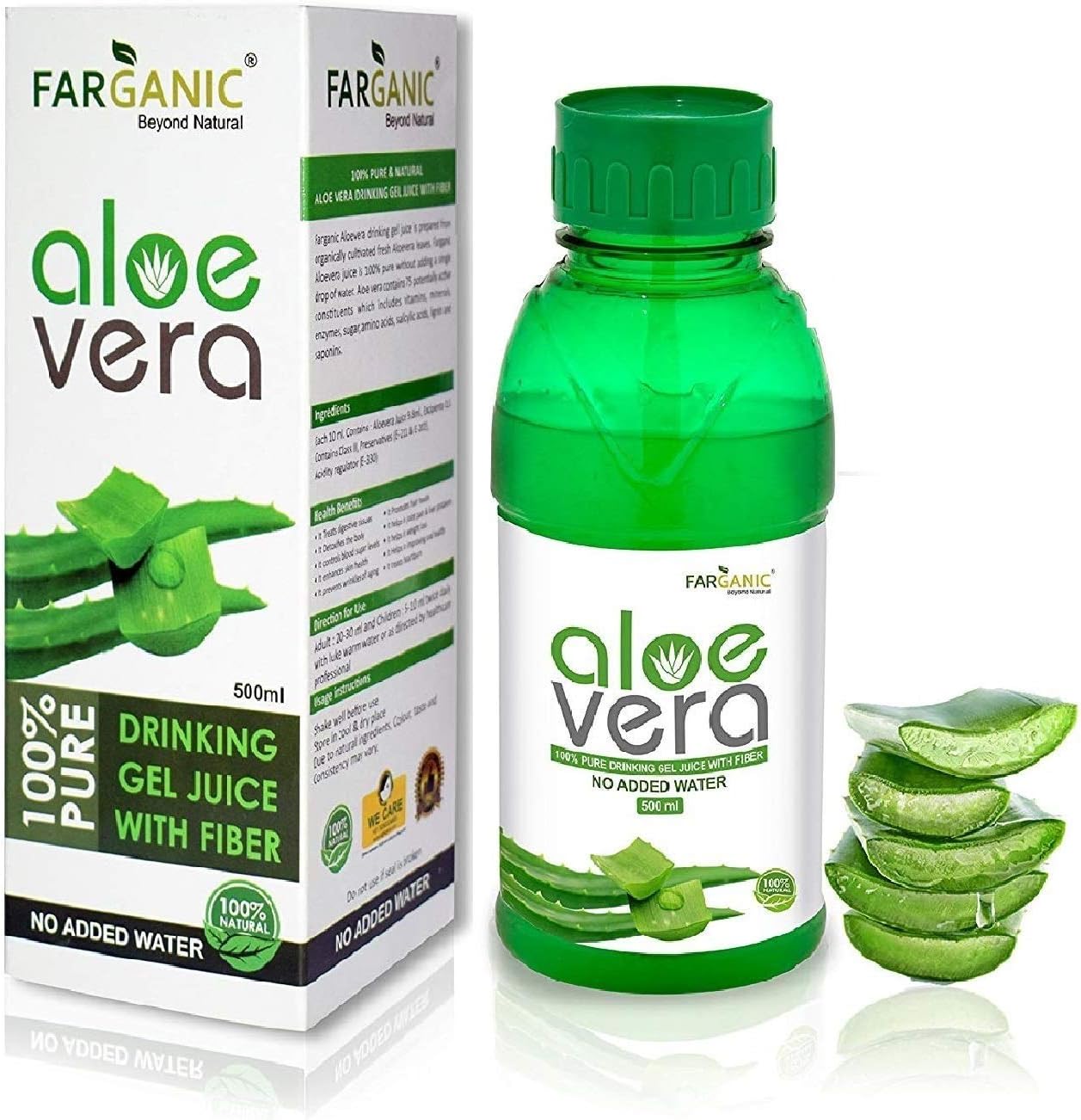 Farganic 100% Pure Aloe Vera Drinking Gel Juice 500ml (NO WATER ADDED) (Aloe Vera)