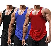 Babioboa Men's 3 Pack Gym Workout Tank Tops Y-Back Muscle Tee Stringer Bodybuilding Sleeveless T-Shirts