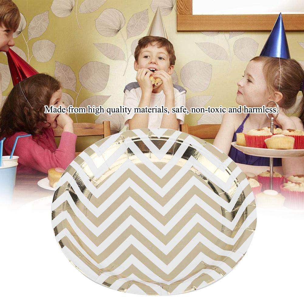 Cake Cups 8 Topincn Bronzante Wave Vaisselle Jetable Ensemble De Couverts A Gateau Snack Assiette A Rayures Assiettes En Papier Tasses Pailles Jetables Vaisselle Fete Decor Patisserie Cuisine Maison Centroarco Com
