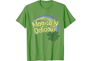 CuteComfy Magically Delicious 80s Vintage St. Patrick's Day Lucky Charm Green Retro Rainbow Short Sleeve T-Shirt - Small - Unisex-Adults