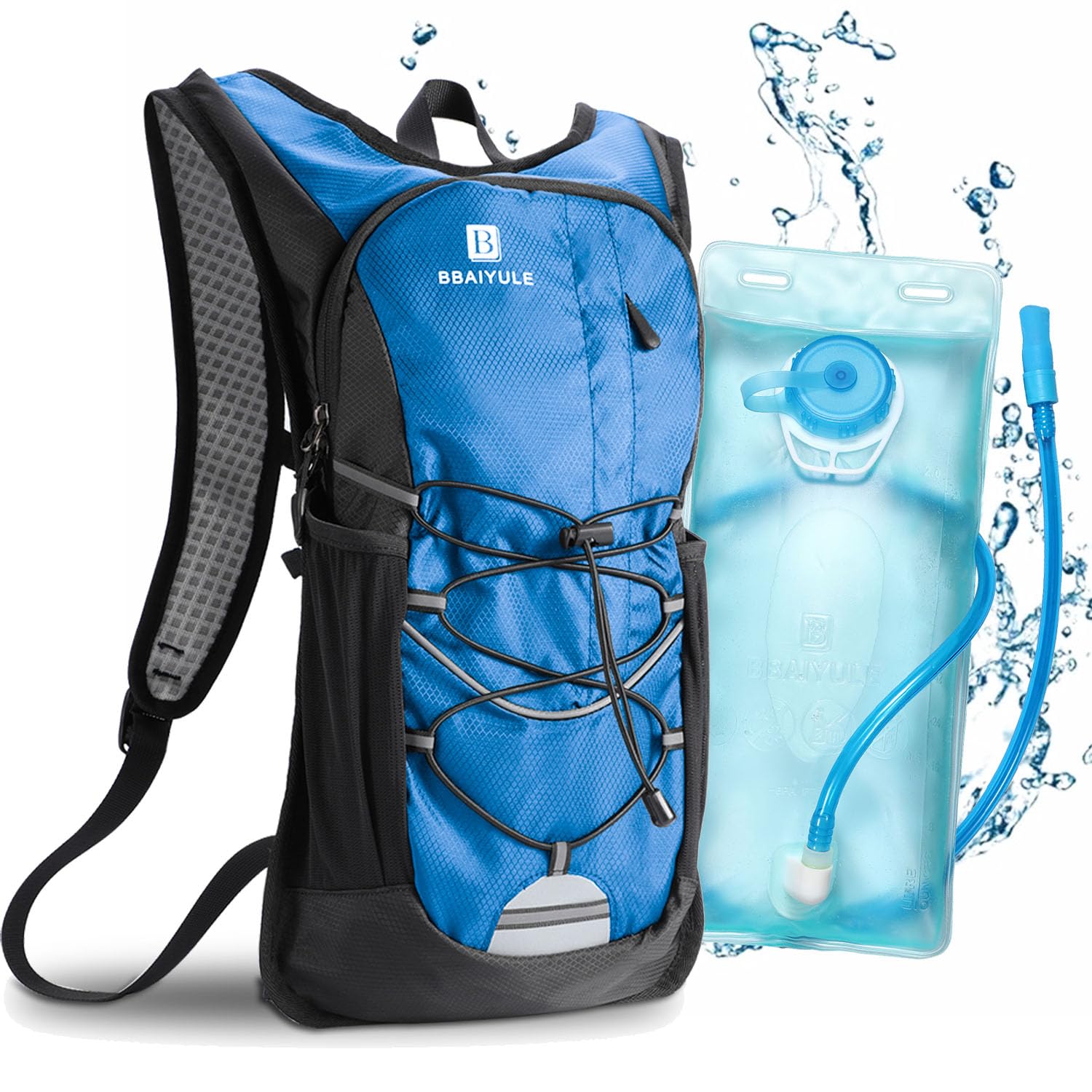 BBAIYULE 2L Hydration Backpack with Hydration Bladder Bicycle Bag for Outdoor Running Cycling Biking Hiking Climbing Skiing Hunting Pouch,Water Backpack with Hydration System for Men and Women (blue)