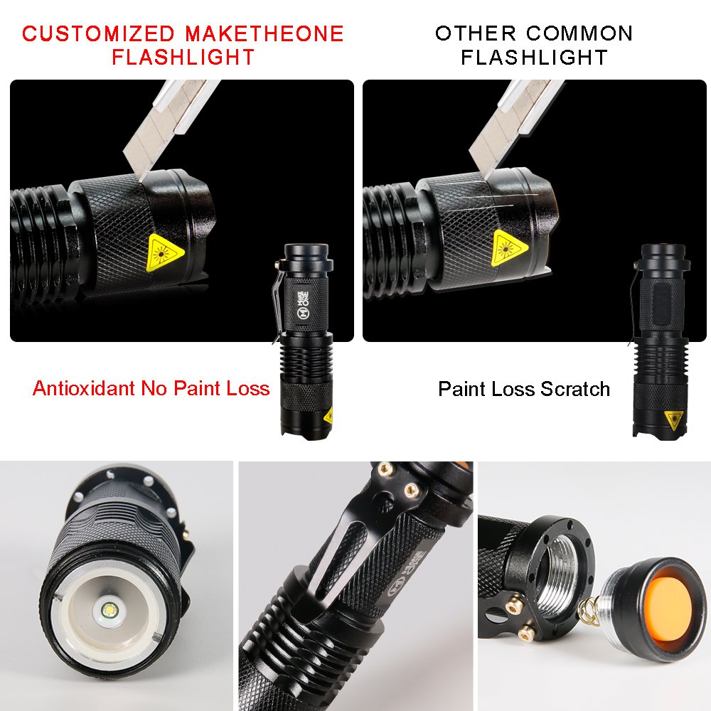 10 Pack Small EDC LED Flashlight 7W 350 Lumen Tactical Zoomable Pocket Torch