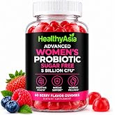 HealthyAsia Black Label Women's Probiotic Gummies, 5 Billion CFU, 60 Count | 5 Billion CFU Probiotics &bull; Digestive &amp; Gut Health Support &bull; Prebiotic Blend &bull; Berry Flavor &bull; Daily Women's Wellness