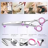 Gimars 4CR Stainless Steel 6 in 1 Dog Grooming Scissors Kit Pink view 4