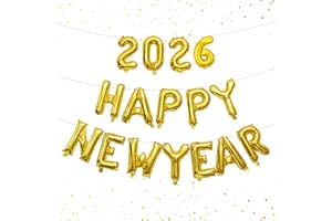 U-Vathing 2026 Happy Year Letter Balloons 2026 Foil Balloons, New Years Eve Countdown Party Supplies 2026,New Year Mylar Digi