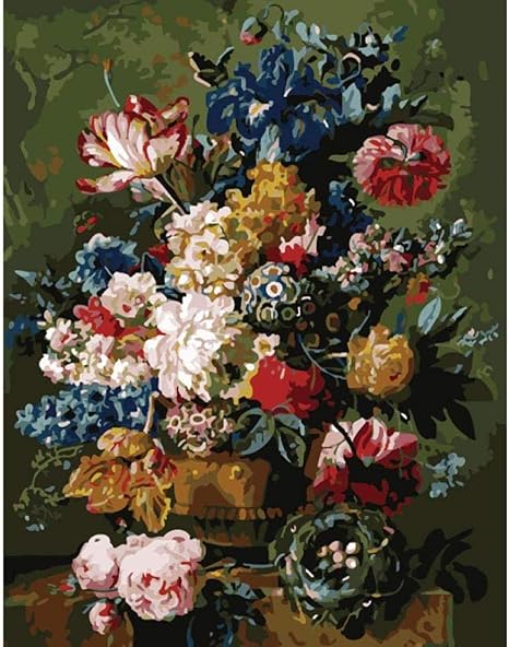Amazon Co Jp Nc Diy油絵番号付き花絵キット ブラシ付きキャンバス油絵 キャンバスに絵を描く家の装飾アートユニークなギフト40x50cm ホーム キッチン