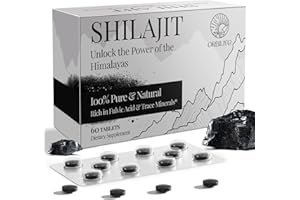 ORBILIVE Shilajit Tablets 1000 MG, 100% Himalayan Organic, Shilajit Supplement Rich in Fulvic Acid & 85+ Trace Minerals for Men and Women, Energy & Immune System, 60 Count