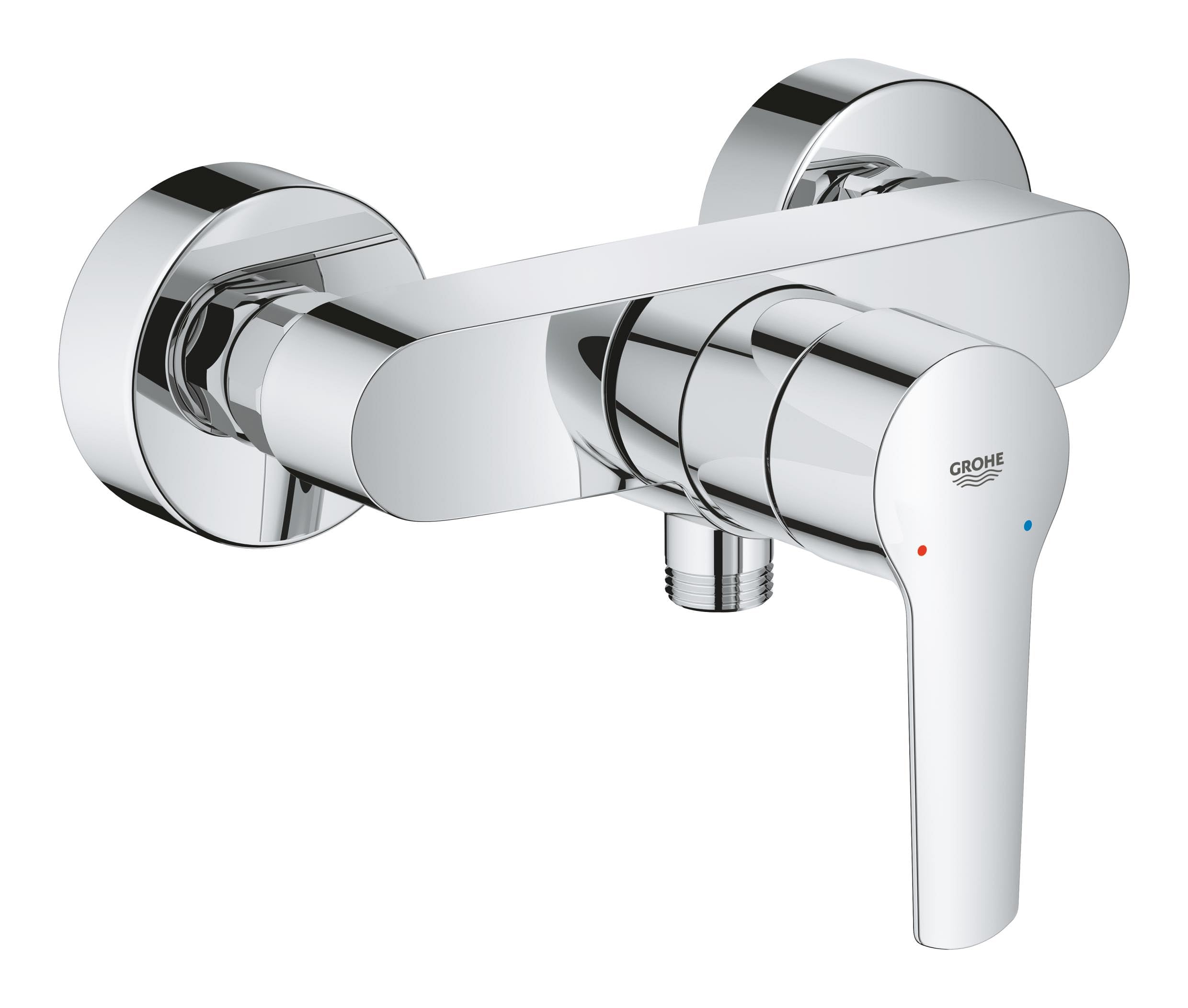 GROHE QUICKFIX Start - Single-Lever Shower Mixer - Wall Mounted - Metal Lever - 35 mm Ceramic Cartridge - Shower Bottom Outlet 1/2" - Integrated Non-Return Valve - Chrome - 24208002