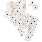 Fullfamous Baby Girl's 3pc Rib Frill Long Sleeve Romper and Pant Set