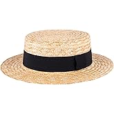 ZAKIRA Classic Straw Boater Hat Handmade from Natural Straw