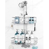 ODesign 2 Tier Aluminum Shower Caddy Rustproof Hanging Adjustable Silver | Shower organizer hanging,no drilling required,comes with removable hook and storage box, suitable for indoor showers