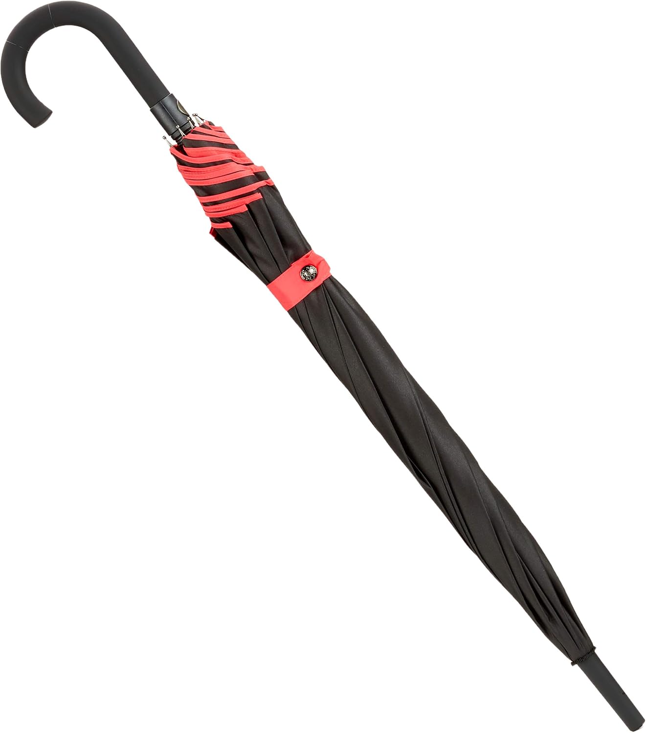 SUSINO 85cm Automatic Double Canopy Large Stick Umbrella - Black & Red - Image 4