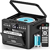 Greadio CD Player Portable, Boombox with CD Cassette Player, 5000mAh Rechargeable Battery Boom Box with Remote Control, Bluet
