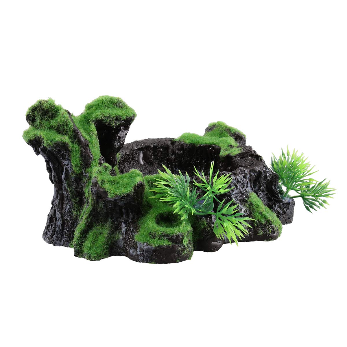 POPETPOP Reptile Shelter House Hiding Cave Artificial Tree Root Fish Escape Hollow Tree Hole Fish Tank Landscaping Ornament