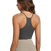 ODODOS Halter Sports Bra for Women Non Padded Strappy Cropped Tops Workout Yoga Crop