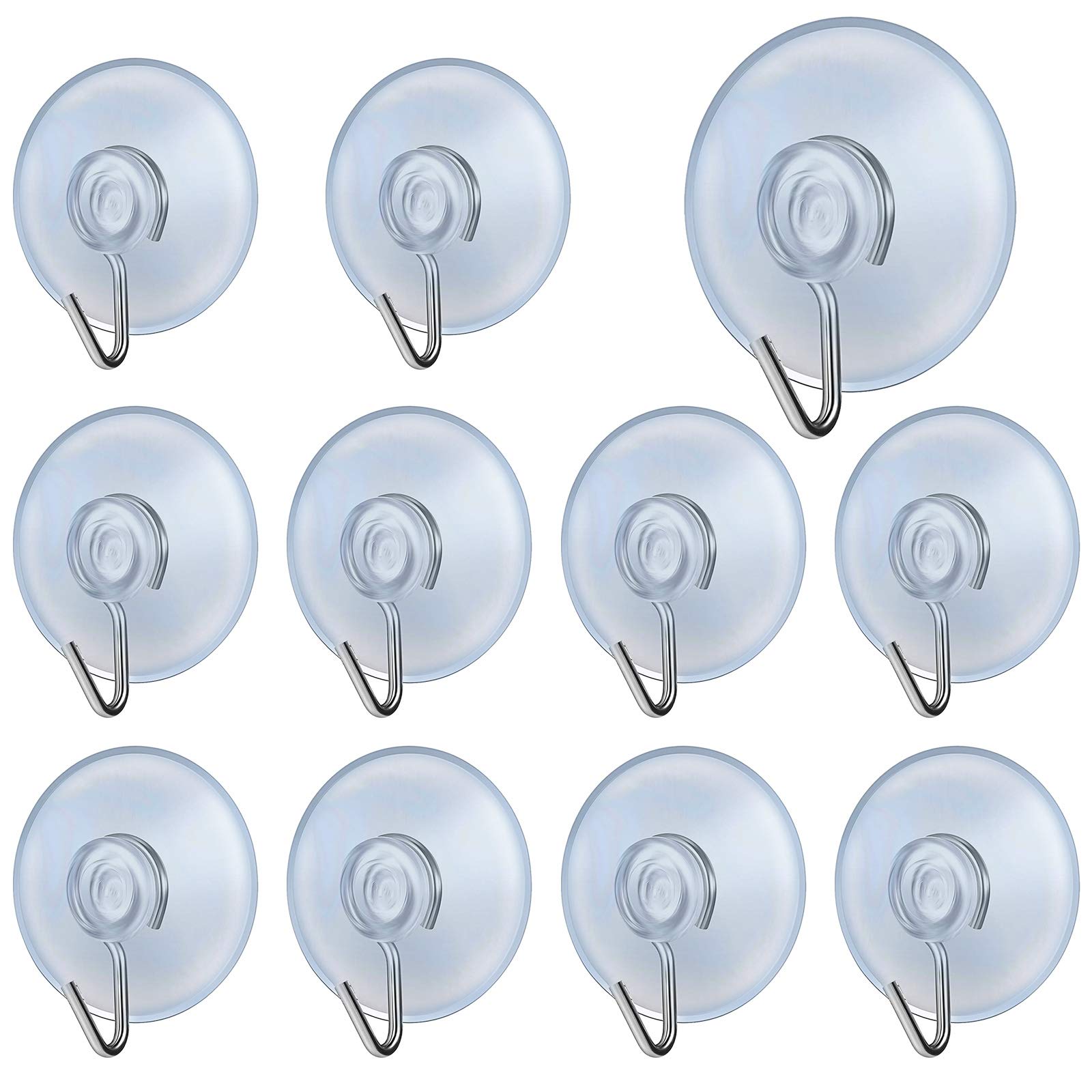 10 PCS Clear Plastic Sucker Pads 45MM Kitchen Suction Hooks - No Drill For Glass Door Bathroom Shower Christmas Lights Hanging Wreath