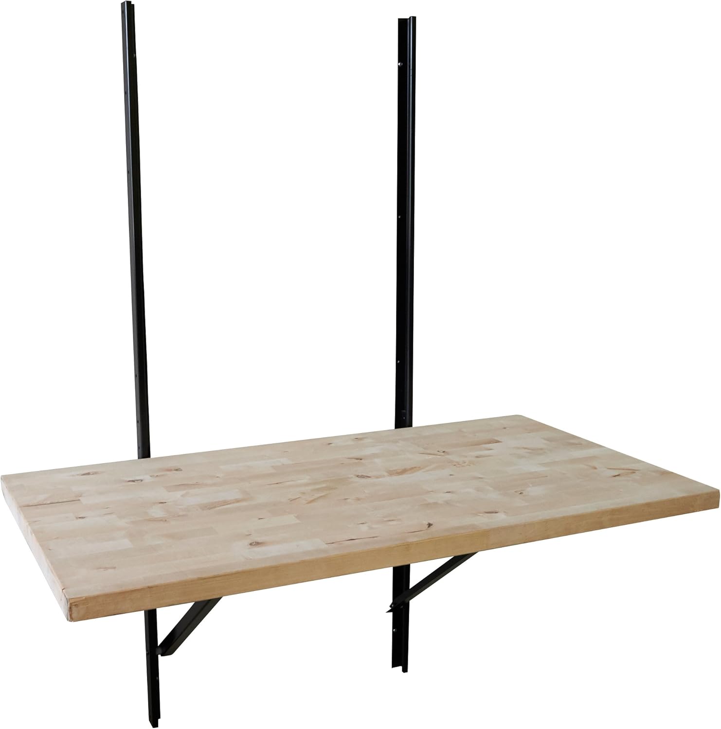 Folding Workbench Adjustable Height Work Bench with Solid Wood Butcher Block Heavy Duty Top Wall-Mount Folding Table for Garage, Home, Office by GAVI