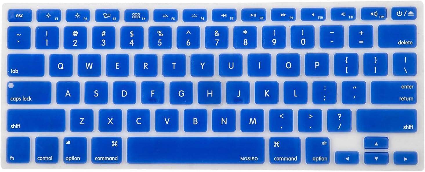 MOSISO Silicone Keyboard Cover Compatible with MacBook Pro 13/15 Inch (with/Without Retina Display, 2015 or Older Version),Older MacBook Air 13 Inch (A1466 / A1369, Release 2010-2017), Royal Blue
