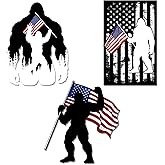 WICVIC 3 Pcs Bigfoot Rock On Stickers 7" Patriotic American Flag Vinyl Decals Cryptid Vinyl Stickers Bumper Truck Tailgate Wall Window Laptop Skateboard Christmas Gifts for Men Dad