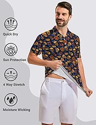 Xdceu Skull Golf Shirts for Men - Halloween