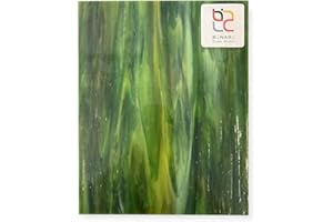 Wissmach Stained Glass Sheet: Dark Green and Amber, Streaky Crystal (8"x12"-1 Sheet) by BiNARi Glass Studio