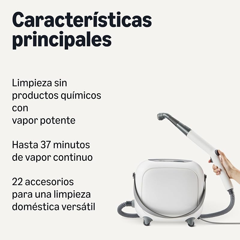 Limpador a Vapor Multiusos com 22 Acessórios, Depósito de 1,5L, 1500W, Branco