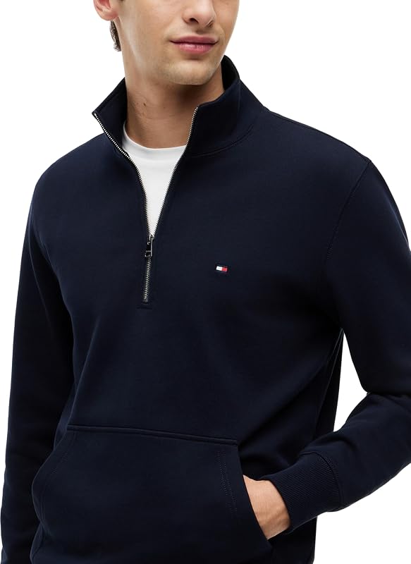 Herren Sweatshirt mit Reißverschluss Essential Terry New mit Stehkragen, Blau (Desert Sky), M