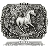 GURANSE Acanthus Belt Buckle - Western Style With Horse & Bull Prayer Animal Design