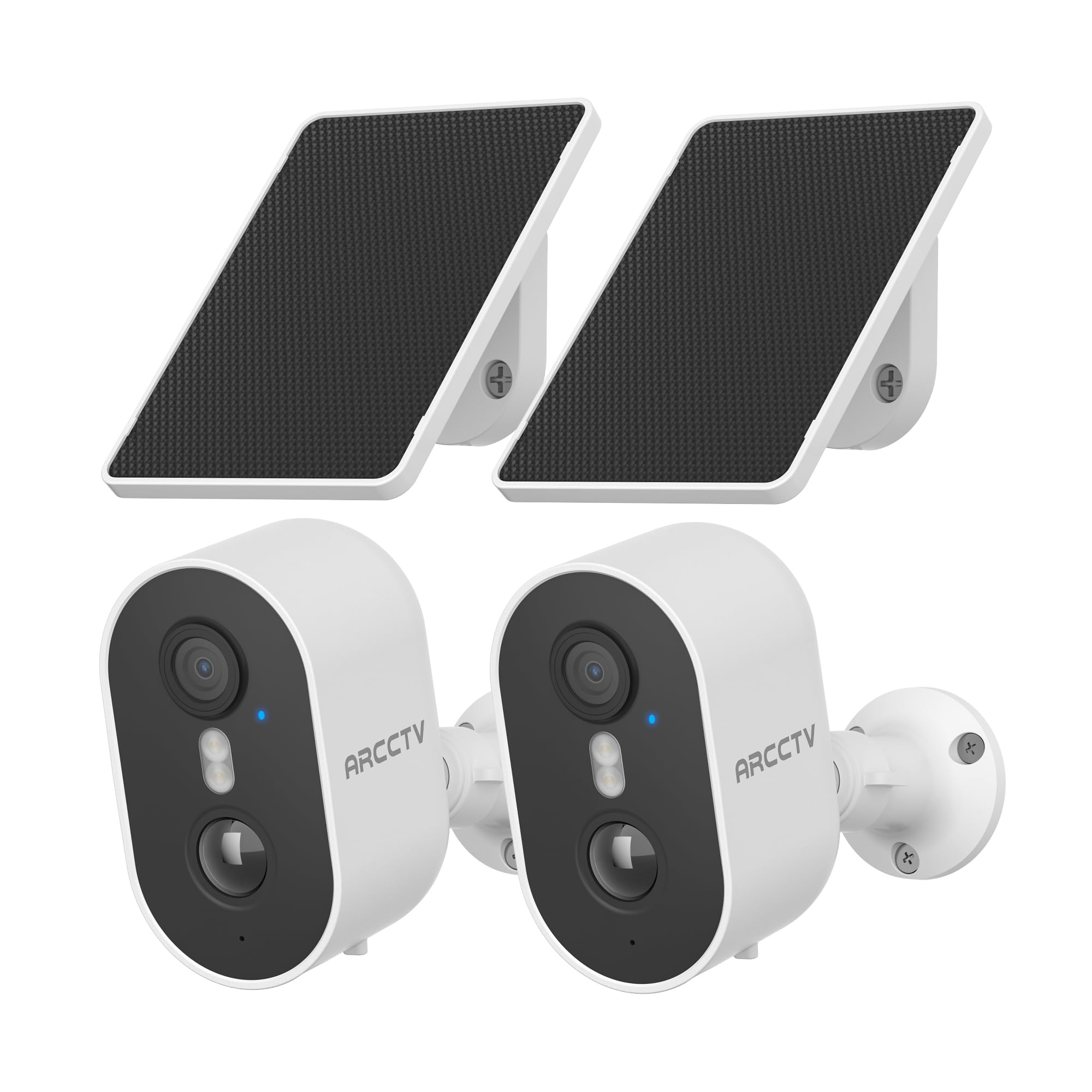 Photo 1 of ARCCTV Security Camera Wireless Outdoor, 4MP Recharge Battery Powered WiFi Camera with Solar Panel, Motion Detection, Color Night Vision, 2-Way-Audio, 2.4G/5G Dual Band WiFi (2 Pack)