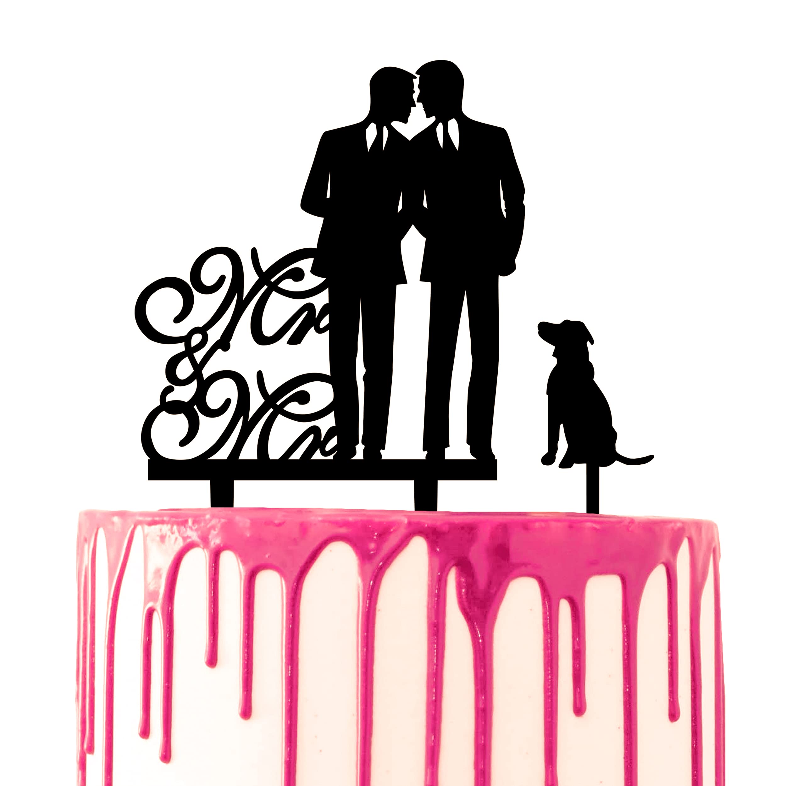 CARISPIBET Wedding Cake Topper Party Cake Acrylic Silhouette Decoration "Mr. & Mr." Marriage Cake Decorative