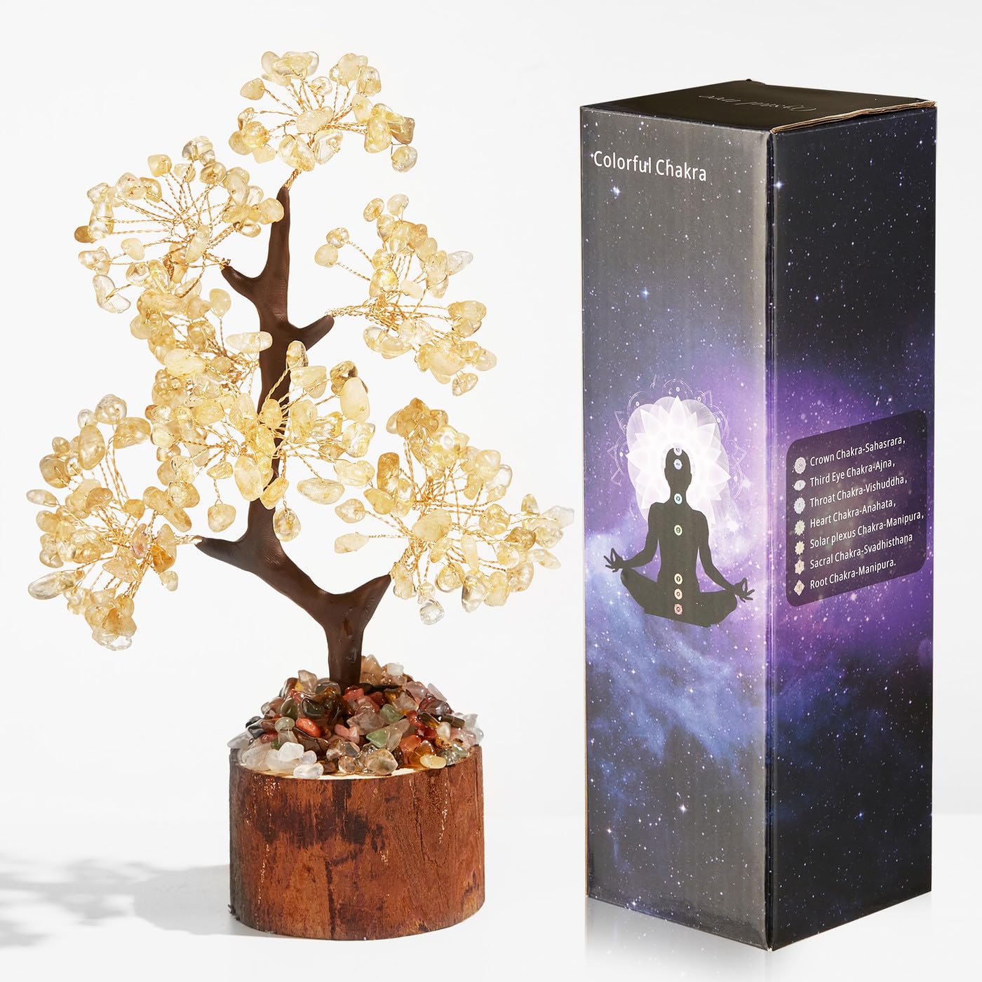 GUJOXILA Citrine Crystal Tree of Life Healing Crystals Gift for Women Citrine Crystals Feng Shui Money Tree Ornament Yellow Spiritual Meditation Reiki Gifts Office Desk Home Decor