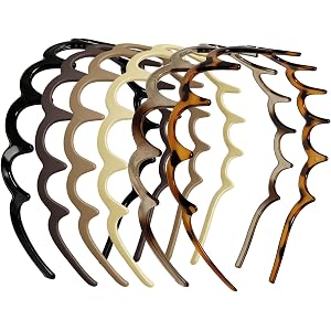 ELLOPH Zig Zag Headbands for Women, 6PCS Non Slip Headband with Teeth, Wavy Comb Head Band for Curly Hair, Adjustable Claw Ha