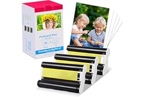 Compatible for Canon Selphy CP1500 CP1300 Ink and Paper, KP-108IN KP108 3 Color Ink Cartridges and 108 Sheets 4 x 6 Paper Glo