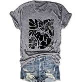 Savarana Women Vintage Flower Shirts Boho Wildflower T-Shirt Funny Nature Cottage Core Floral Short Sleeve Tops