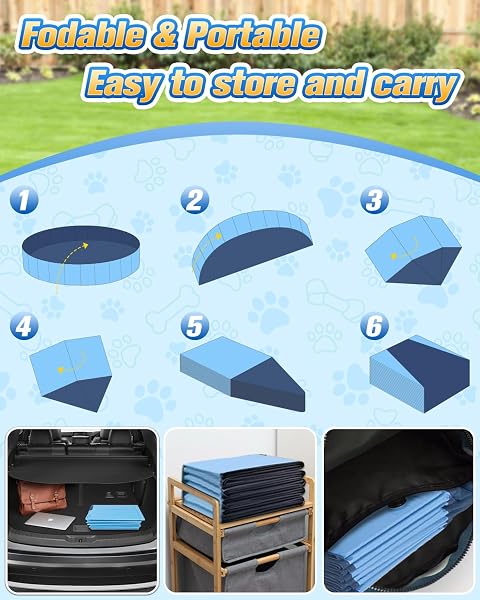 YIVSEN PERFECT COMBINATION OF DOG POOL AND SPLASH PAD W79 X H12, STURDYER FOLDABLE KIDDIE/BABY HARD PLASTIC POOLS, SUMMER SWIMMING BATH TUBS FOR KIDS/DOGS/PET