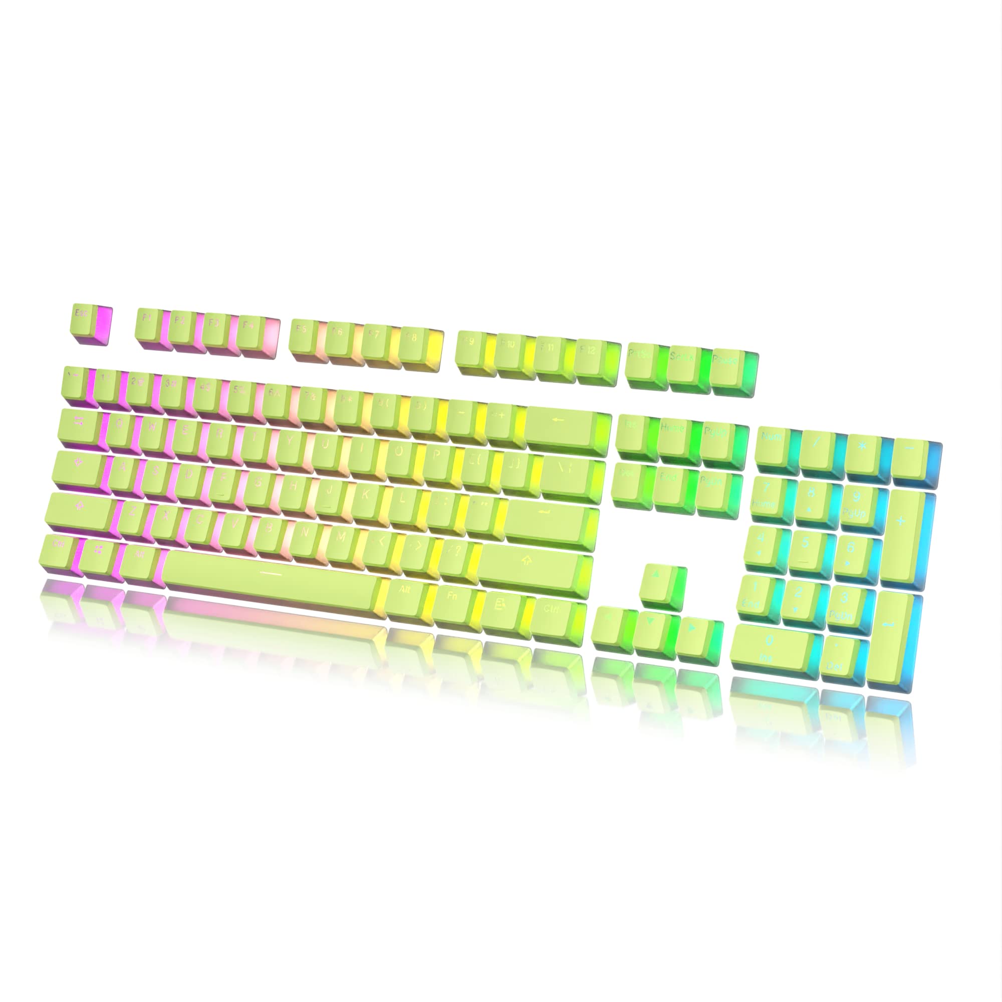 HK Gaming Pudding Keycaps | Doubleshot PBT Keycap Set | Full 108 OEM Profile Key Set | ANSI US-Layout | For Mechanical Keyboard | Compatible with Cherry MX, Gateron, Kailh, Outemu | Pistachio