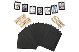 joycraft 20Pcs Paper Photo Frames, 4x6 Inch Black Paper Picture Frames, Hanging Photo Display Banner, DIY Clip Photo Display Holders for Home, Office, Wedding, and Party Decor