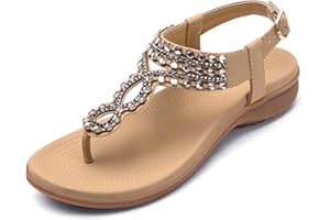 Littleplum Womens Sandals Arch Support Slingback Sandals Summer Beach Shoes Ankle Strap Thong Elastic Flat Sandals for Women