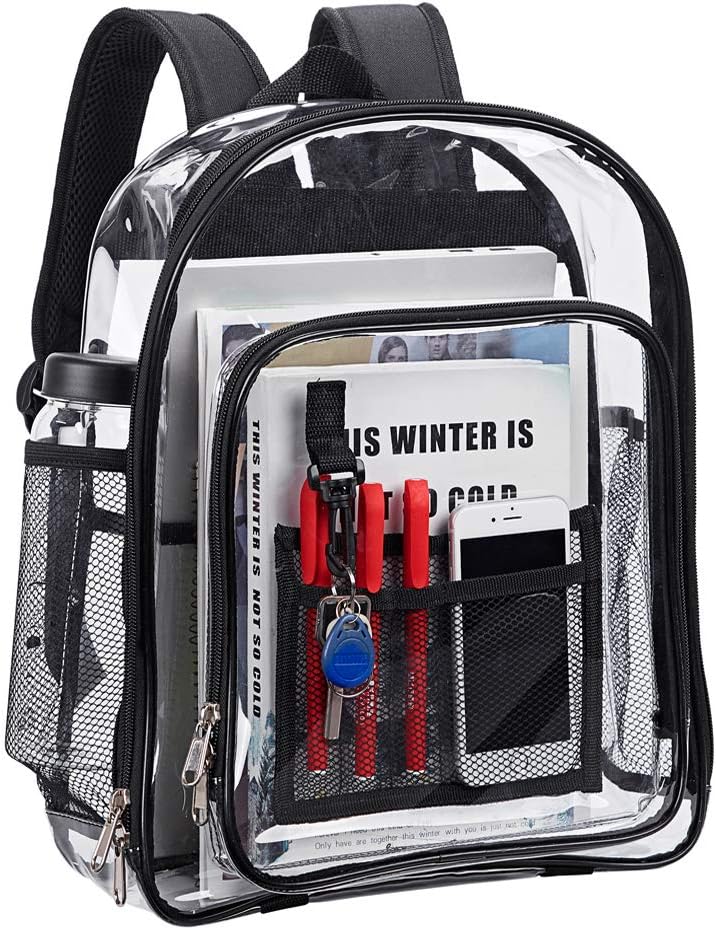 Heavy Duty Clear Backpack Durable Adjustable Straps Transparent