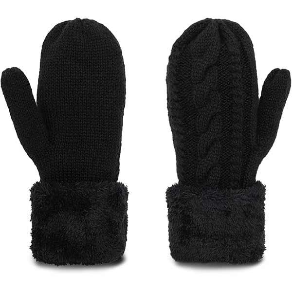 UGG LOGO MITTEN ブラック S/M UGG Women's AW Uggfluff Mitten - Graphic Leather Logo, Cozy