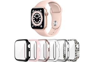 Landhoo 6 Pack Case for Apple Watch Series 3/2/1 42mm Tempered Glass Screen Protector, Hard PC Ultra-Thin Scratch Resistant Full Protective Face Cover Bumper for iWatch 42mm Accessories