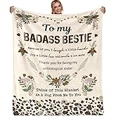 Leopard Badass Bestie Gift, Badass Bestie Blanket, Leopard Sisters Gift, Sister Blanket, Sister Gifts from Sister, Gifts for Best Friends - Super Soft Flannel Blanket 50" x 60"