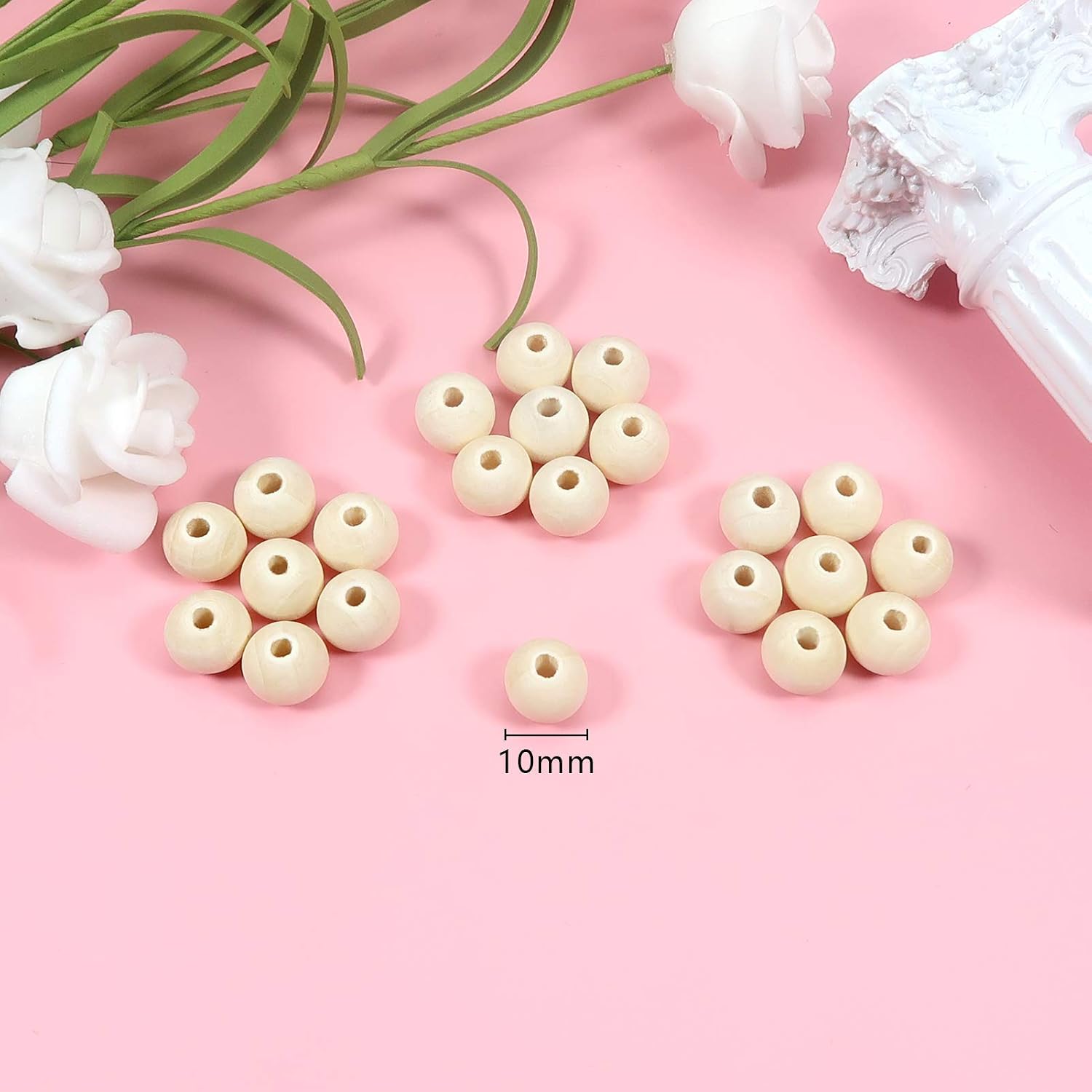TOAOB 100pcs Wooden Beads Round Wood Beads 10mm for Crafts Decoration DIY Jewelry Making, Light Brown - Image 3