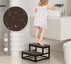 2-Step Waterproof HDPE Step Stools for Adults