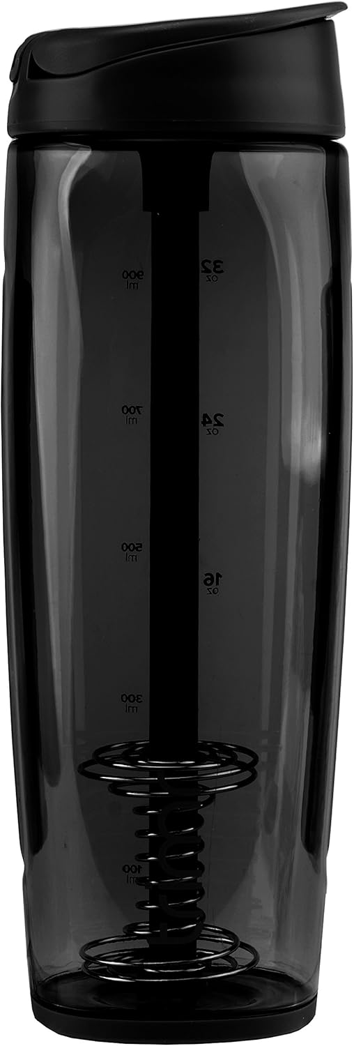 Trimr Duo Square Water & Shaker Bottle, Black, 38 oz