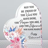 1 Pcs Retirement Gifts for Women Heart-shaped Retirement Gift Thoughtful Retirements Gift Ideas Acrylic Plaque-Leaving Gifts Keepsake for Colleagues Teachers Nurses Coworker families Friends Women Men